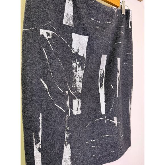 Laundry by Shelli Segal Skirt M Gray Acrylic Metallic Abstract Print Made in USA - Picture 2 of 9
